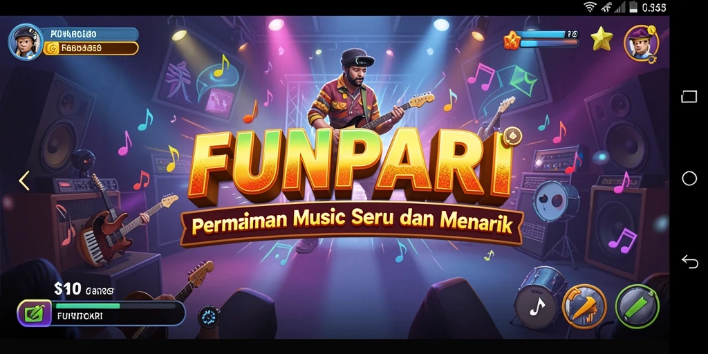 Screenshot gameplay <strong>FUNPARI</strong> menampilkan pemain yang mengikuti irama musik dengan penuh semangat.