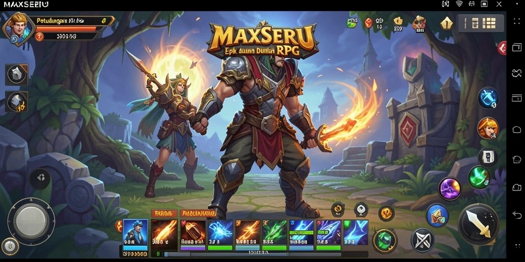 Gameplay MAXSERU yang seru dan penuh aksi dalam dunia RPG.