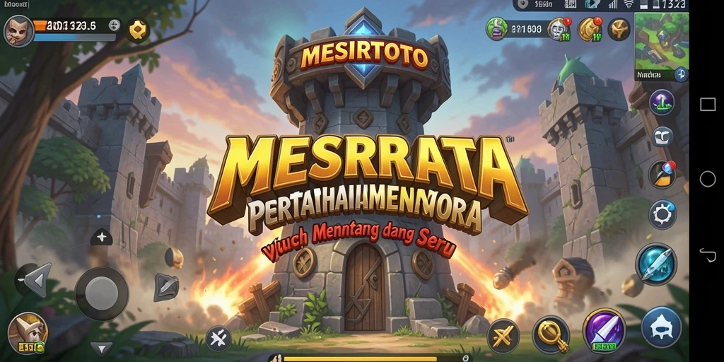 Screenshot utama MESIRTOTO menunjukkan aksi menara pertahanan yang mendebarkan.