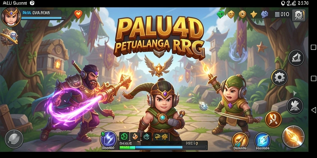 Screenshot utama PALU4D yang menunjukkan aksi pertarungan karakter RPG.