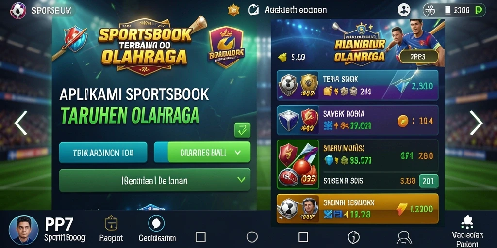 Tampilan utama PP7 dengan antarmuka pengguna yang intuitif untuk taruhan olahraga.