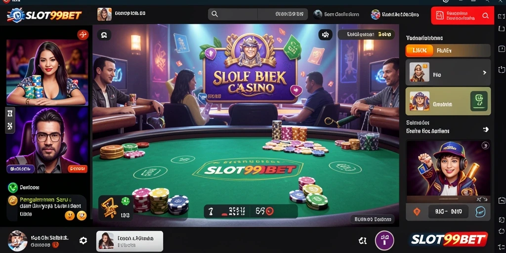 Screenshot utama SLOT99BET menampilkan dealer langsung dan gameplay menarik dalam Live Casino.