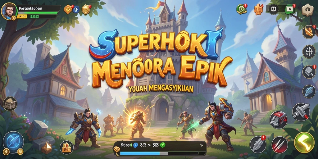 Screenshot SUPERHOKI menampilkan aksi menara mempertahankan dari serangan musuh.