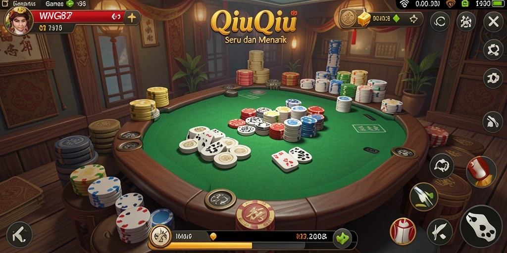 Tangkapan layar gameplay WG87 menampilkan intensitas permainan QiuQiu.