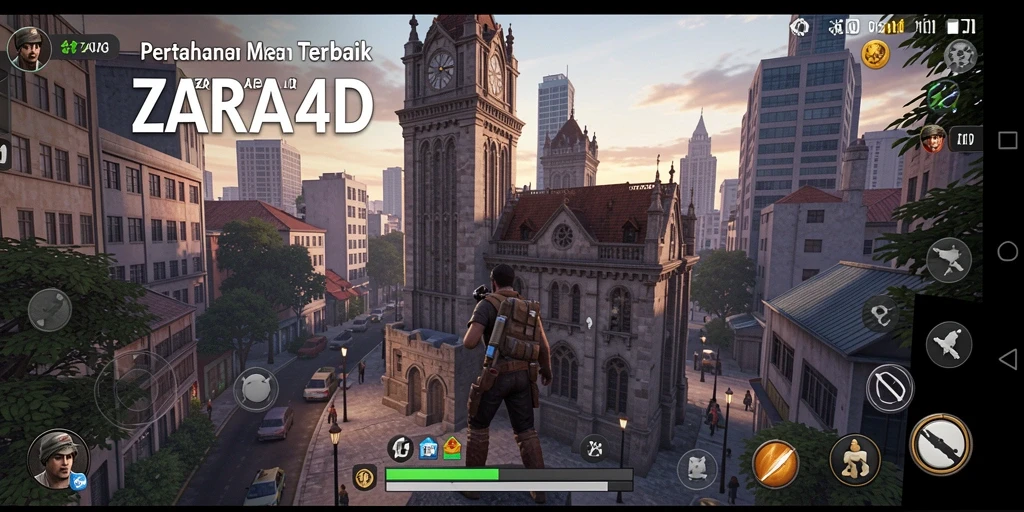 Tampilan gameplay ZARA4D dengan menara pertahanan aktif melawan serangan musuh.